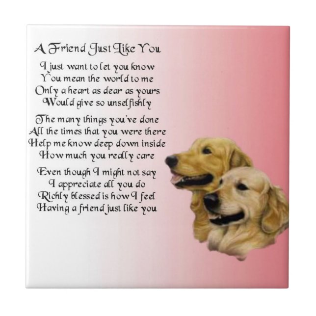 Golden Retriever - Friend Gedicht Tile Fliese (Vorderseite)