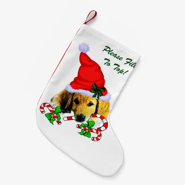 Golden Retriever Frohe Weihnachten Kleiner Weihnachtsstrumpf (Vorderansicht (hängend))