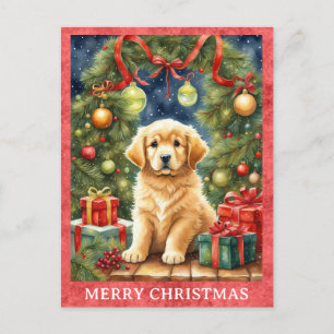 Golden Retriever Frohe Weihnachten Süßer Welpe Hun Postkarte