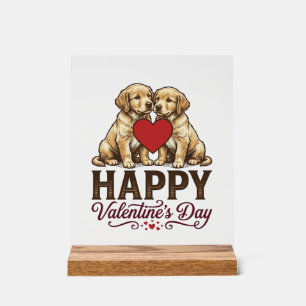 Golden Retriever Frohen Valentinstag Acrylschild