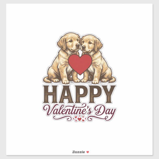 Golden Retriever Frohen Valentinstag Aufkleber (Blatt)