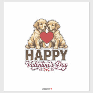 Golden Retriever Frohen Valentinstag Aufkleber