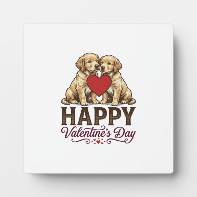 Golden Retriever Frohen Valentinstag Fotoplatte (Vorderseite)