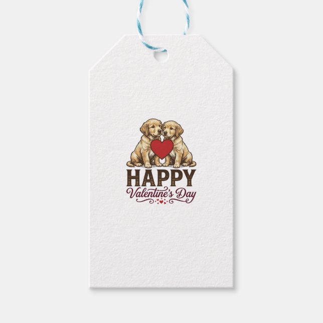 Golden Retriever Frohen Valentinstag Geschenkanhänger (Vorderseite)