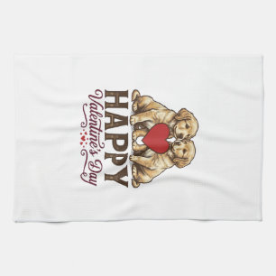 Golden Retriever Frohen Valentinstag Geschirrtuch