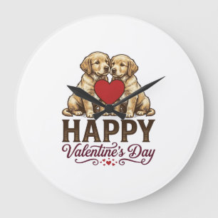 Golden Retriever Frohen Valentinstag Große Wanduhr