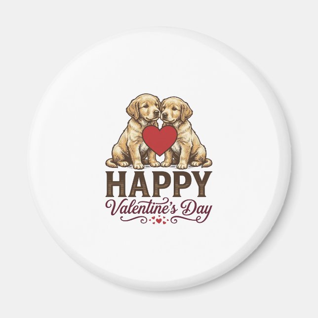 Golden Retriever Frohen Valentinstag Magnet (Vorne)
