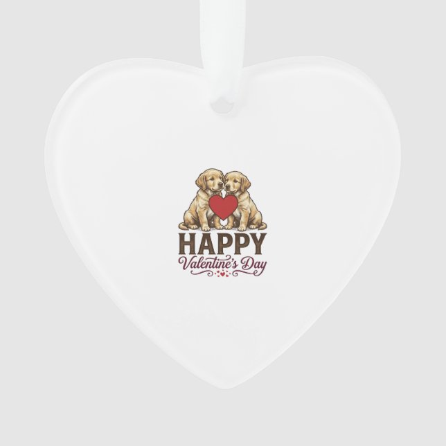 Golden Retriever Frohen Valentinstag Ornament (Vorderseite)
