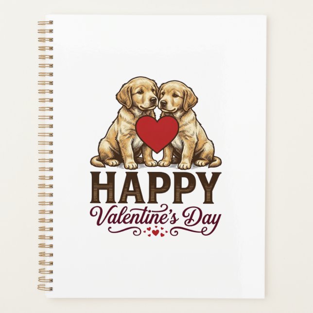 Golden Retriever Frohen Valentinstag Planer (Vorderseite)