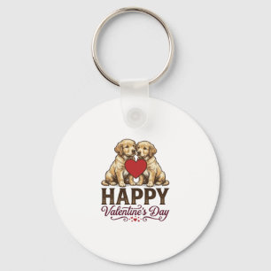 Golden Retriever Frohen Valentinstag Schlüsselanhänger