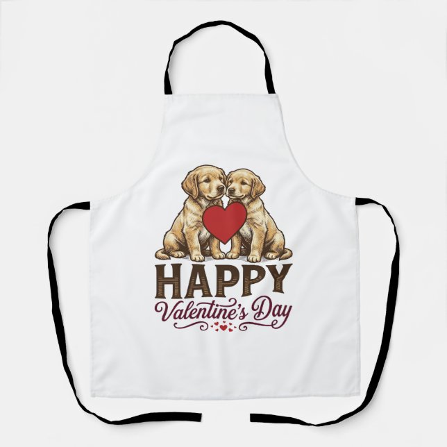 Golden Retriever Frohen Valentinstag Schürze (Vorderseite)