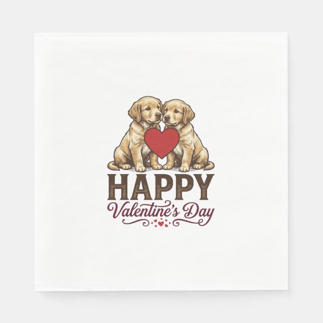Golden Retriever Frohen Valentinstag Serviette (Vorderseite)