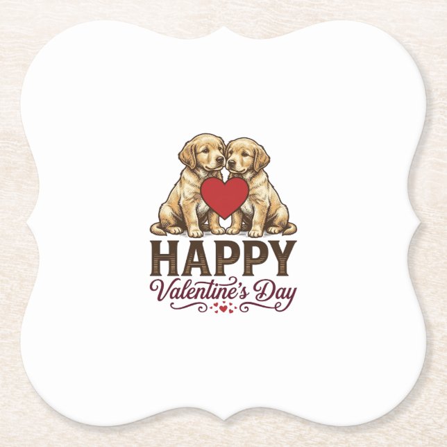 Golden Retriever Frohen Valentinstag Untersetzer (Vorderseite)