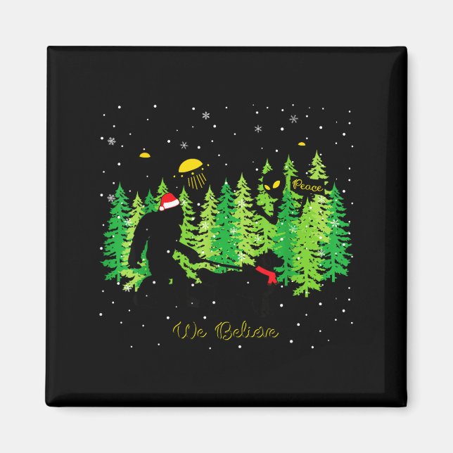 Golden Retriever Funny Bigfoot Christmas Alien Ufo Magnet (Vorne)