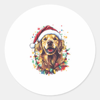 Golden Retriever Funny dog Christmas Santa Hat lig Runder Aufkleber