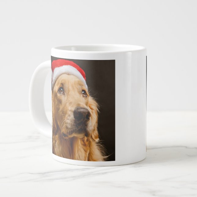 Golden Retriever für sein Weihnachtsfest Jumbo-Tasse (Vorderseite Links)
