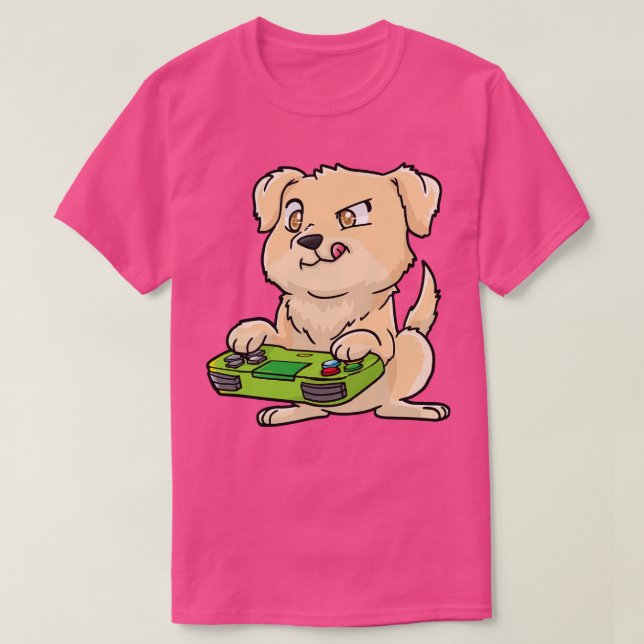 Golden Retriever Gamepad Kawaii T-Shirt (Design vorne)