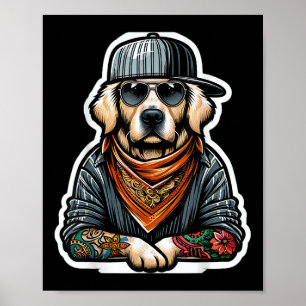 Golden Retriever Gangsta Kostüm Tattoo Dog Eigentü Poster