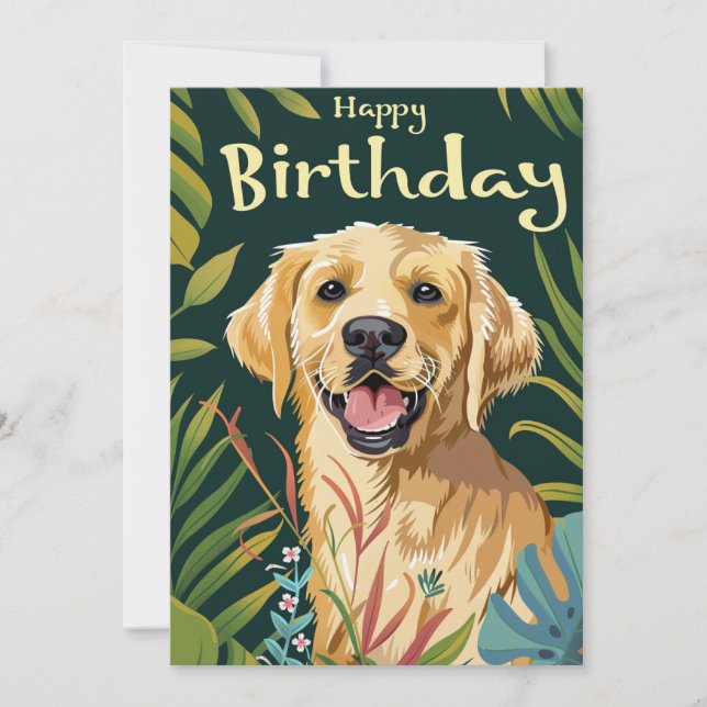 Golden Retriever Geburtstag Feiertagskarte (Vorderseite)
