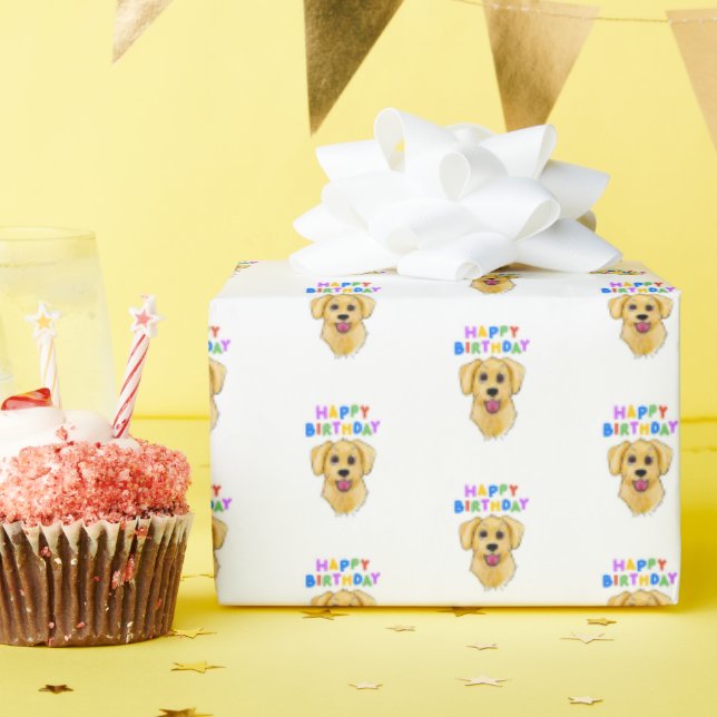 Golden Retriever Geburtstag Geschenkpapier (Geburtstagsparty)