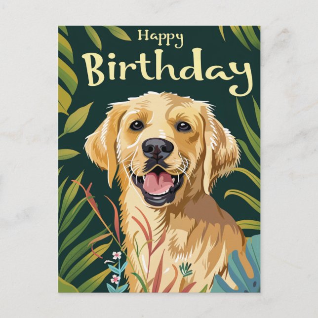 Golden Retriever Geburtstag Postkarte (Vorderseite)