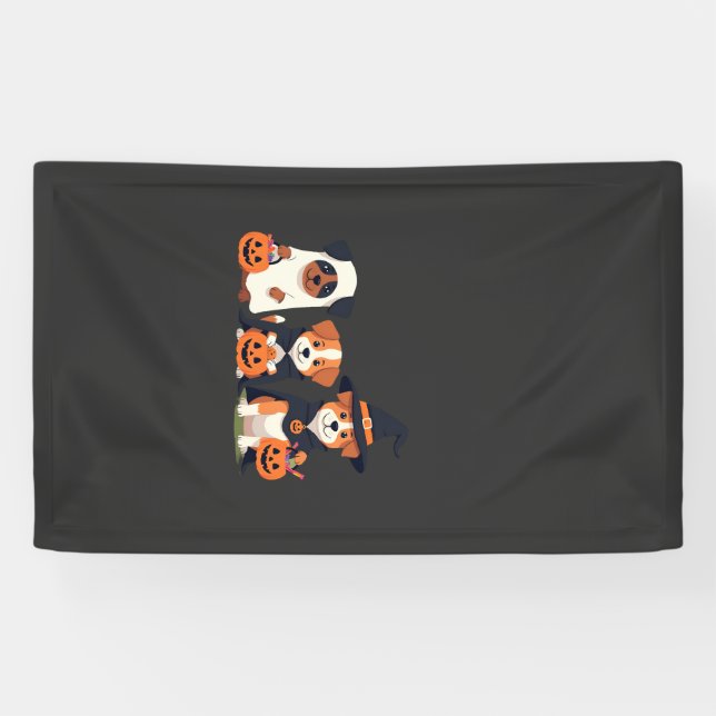 Golden Retriever Geist Halloween Süßigkeiten oder  Banner (Horizontal)