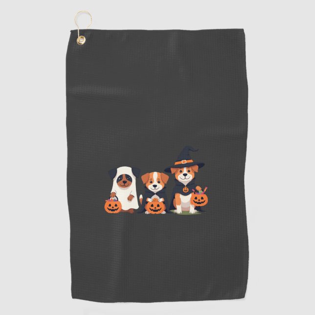 Golden Retriever Geist Halloween Süßigkeiten Oder  Golfhandtuch (Vorderseite)