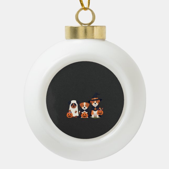 Golden Retriever Geist Halloween Süßigkeiten Oder  Keramik Kugel-Ornament (Vorderseite)