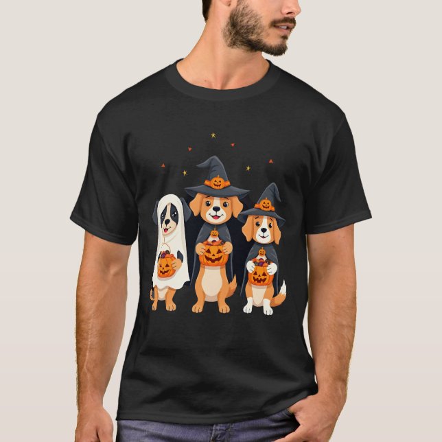 Golden Retriever Geist Halloween Süßigkeiten oder  T-Shirt (Vorderseite)