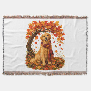 Golden Retriever Gemütlicher Herbst Thanksgiving Decke