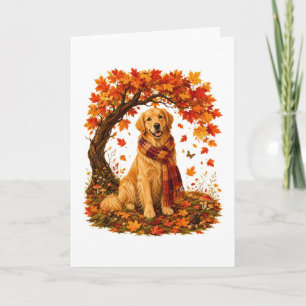 Golden Retriever Gemütlicher Herbst Thanksgiving Feiertagskarte