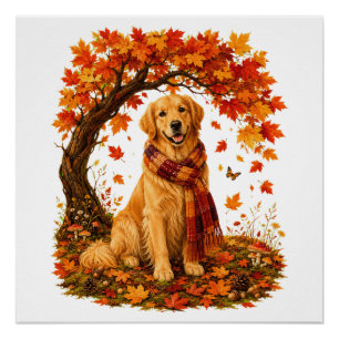 Golden Retriever Gemütlicher Herbst Thanksgiving Poster
