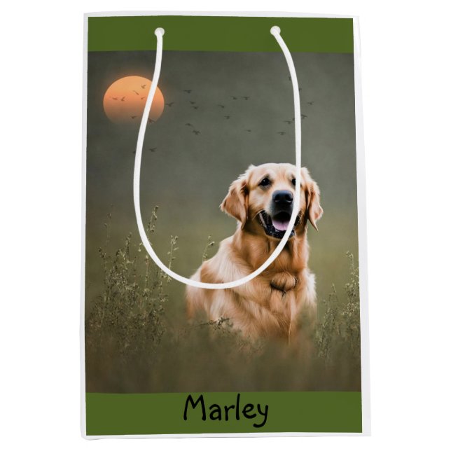 Golden Retriever Geschenktasche Mittlere Geschenktüte (Vorderseite)