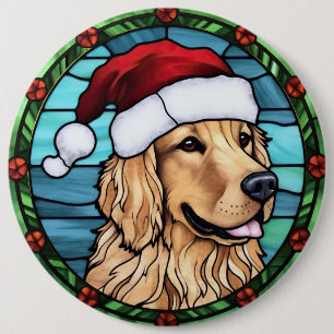 Golden Retriever gesteinigtes Glass Weihnachten Button