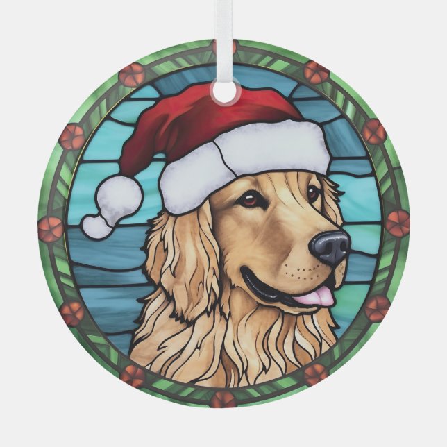 Golden Retriever gesteinigtes Glass Weihnachten Ornament Aus Glas (Vorderseite)