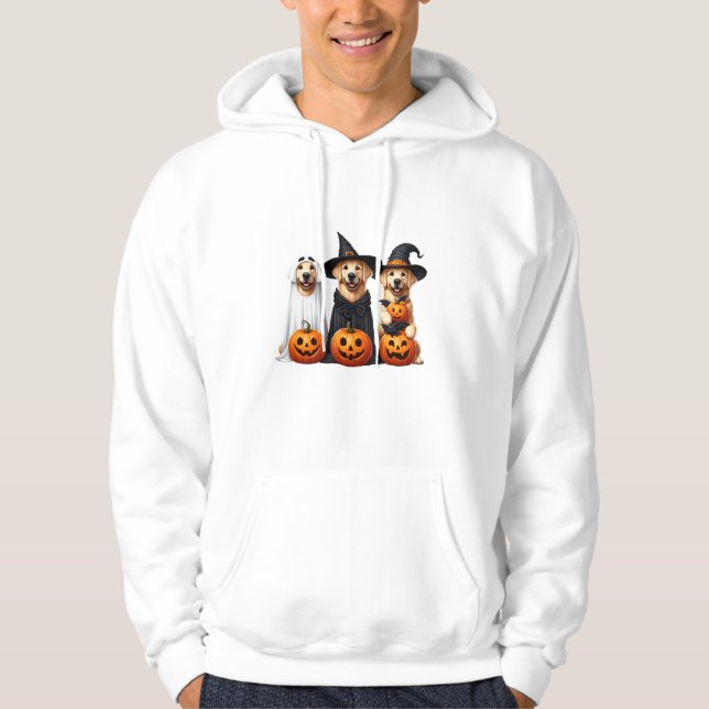 Golden Retriever Ghost Halloween Hundeliebhaber Hoodie (Vorderseite)