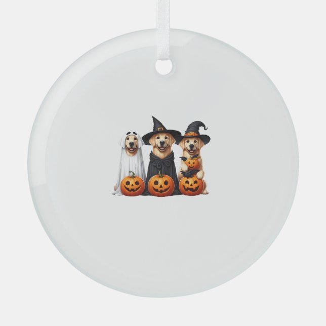 Golden Retriever Ghost Halloween Hundeliebhaber Ornament Aus Glas (Vorderseite)