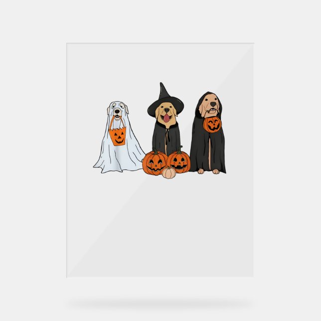 Golden Retriever Ghost Halloween Trick oder Treat  Acrylschild (Vorderseite)