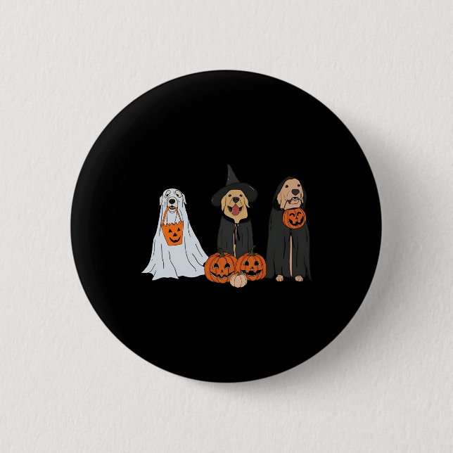 Golden Retriever Ghost Halloween Trick oder Treat  Button (Vorderseite)