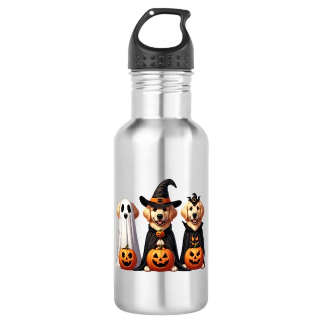 Golden Retriever Ghost Halloween Trick oder Treat  Edelstahlflasche (Vorderseite)