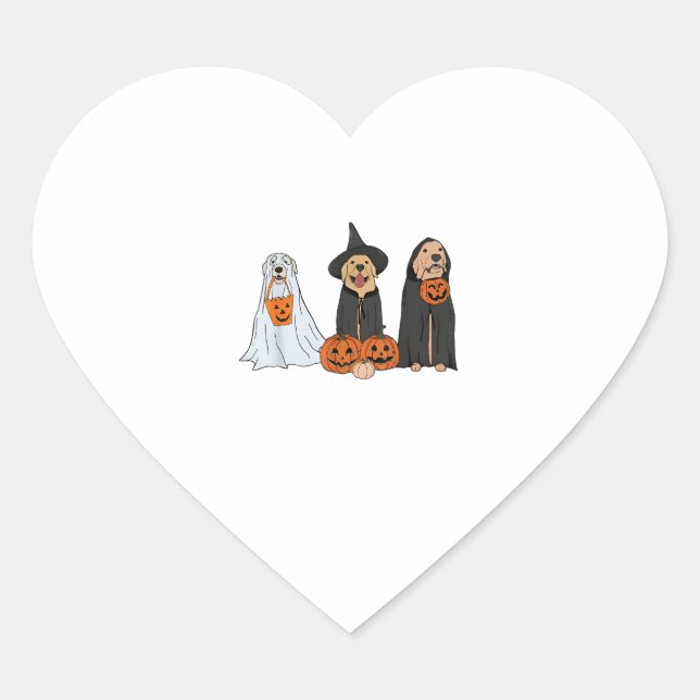 Golden Retriever Ghost Halloween Trick oder Treat  Herz-Aufkleber (Vorderseite)