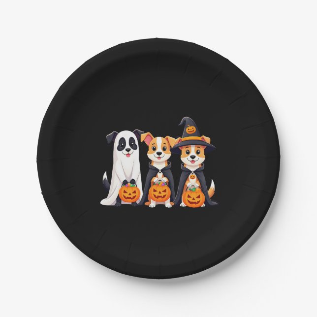 Golden Retriever Ghost Halloween Trick oder Treat  Pappteller (Vorderseite)