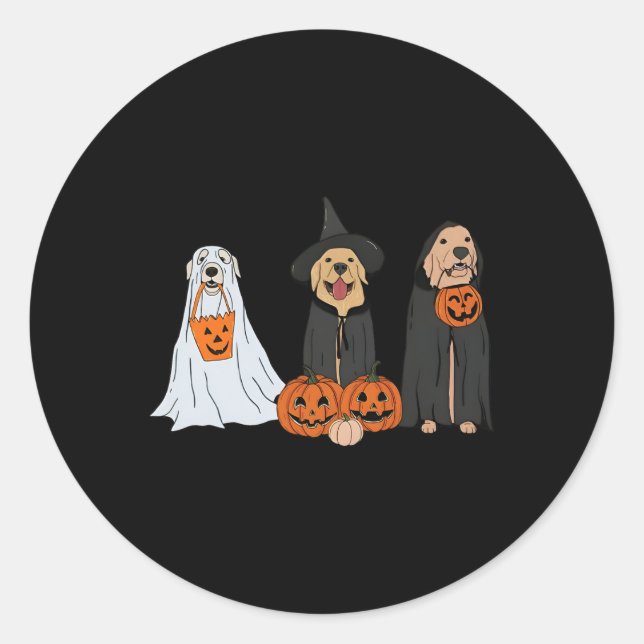 Golden Retriever Ghost Halloween Trick oder Treat  Runder Aufkleber (Vorderseite)