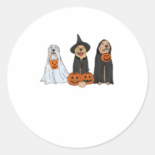 Golden Retriever Ghost Halloween Trick oder Treat  Runder Aufkleber