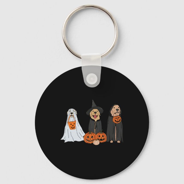 Golden Retriever Ghost Halloween Trick oder Treat  Schlüsselanhänger (Vorderseite)