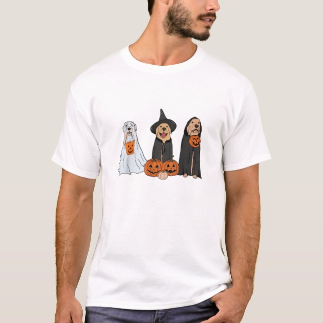 Golden Retriever Ghost Halloween Trick oder Treat  T-Shirt (Vorderseite)