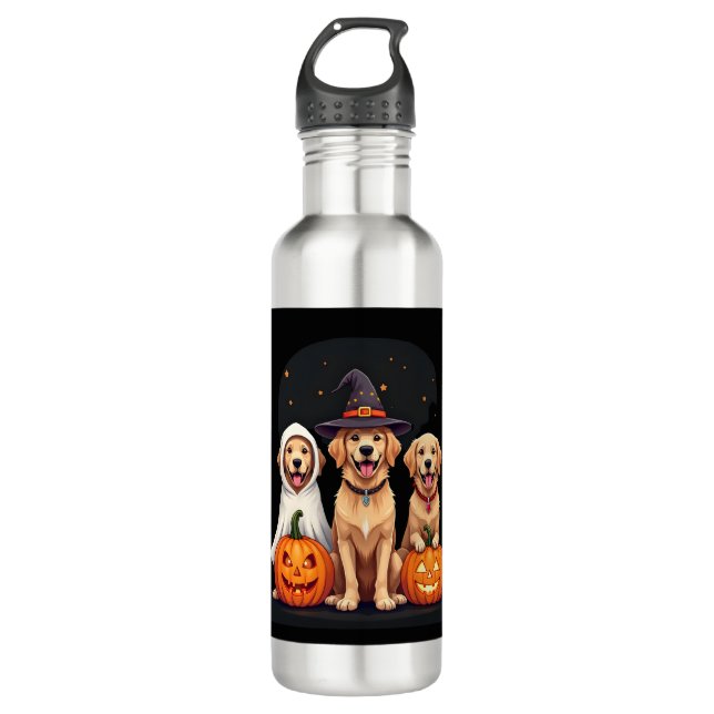 Golden Retriever Ghost Halloween Trick Or Treat Do Edelstahlflasche (Vorderseite)