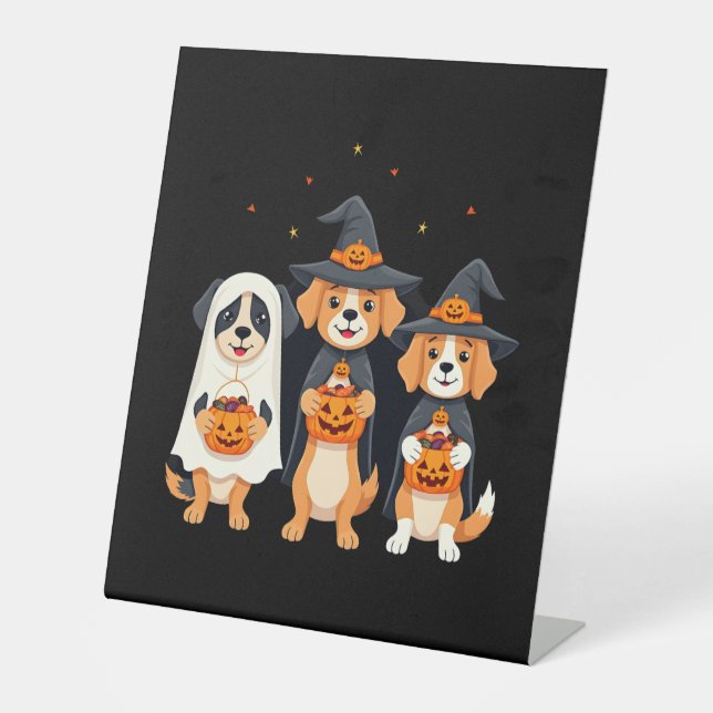 Golden Retriever Ghost Halloween Trick Or Treat Do Sockelschild (Vorderseite)