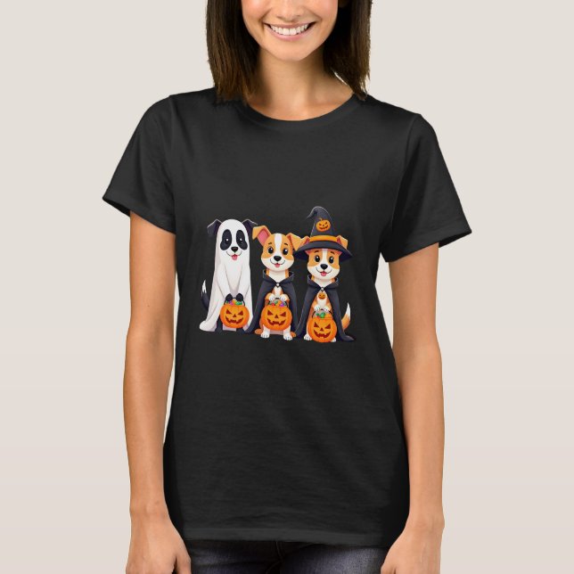 Golden Retriever Ghost Halloween Trick Or Treat Do T-Shirt (Vorderseite)