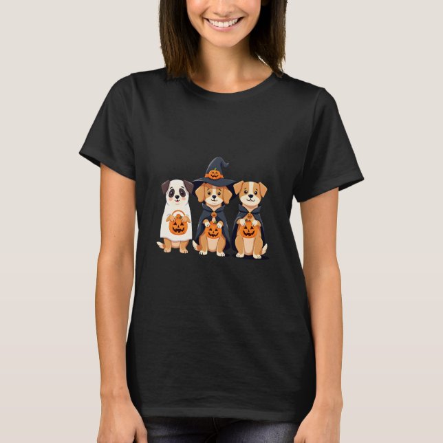 Golden Retriever Ghost Halloween Trick Or Treat Do T-Shirt (Vorderseite)